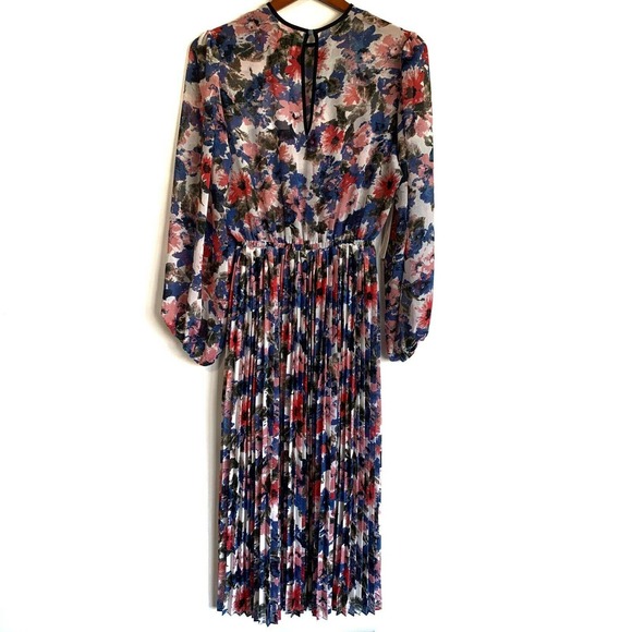 MISA Los Angeles Sz S Juliana Pleated Midi Dress Floral New With Tags - Picture 10 of 12
